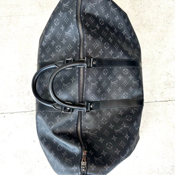 Louis Vuitton Keepall Bandoulière 55 Monogram Eclipse Black (Duffle Travel Bag) - Picture 2 of 10